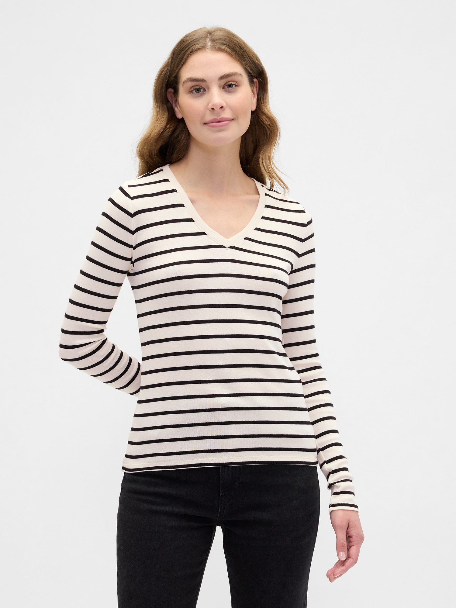 Stripe v-neck t-shirt