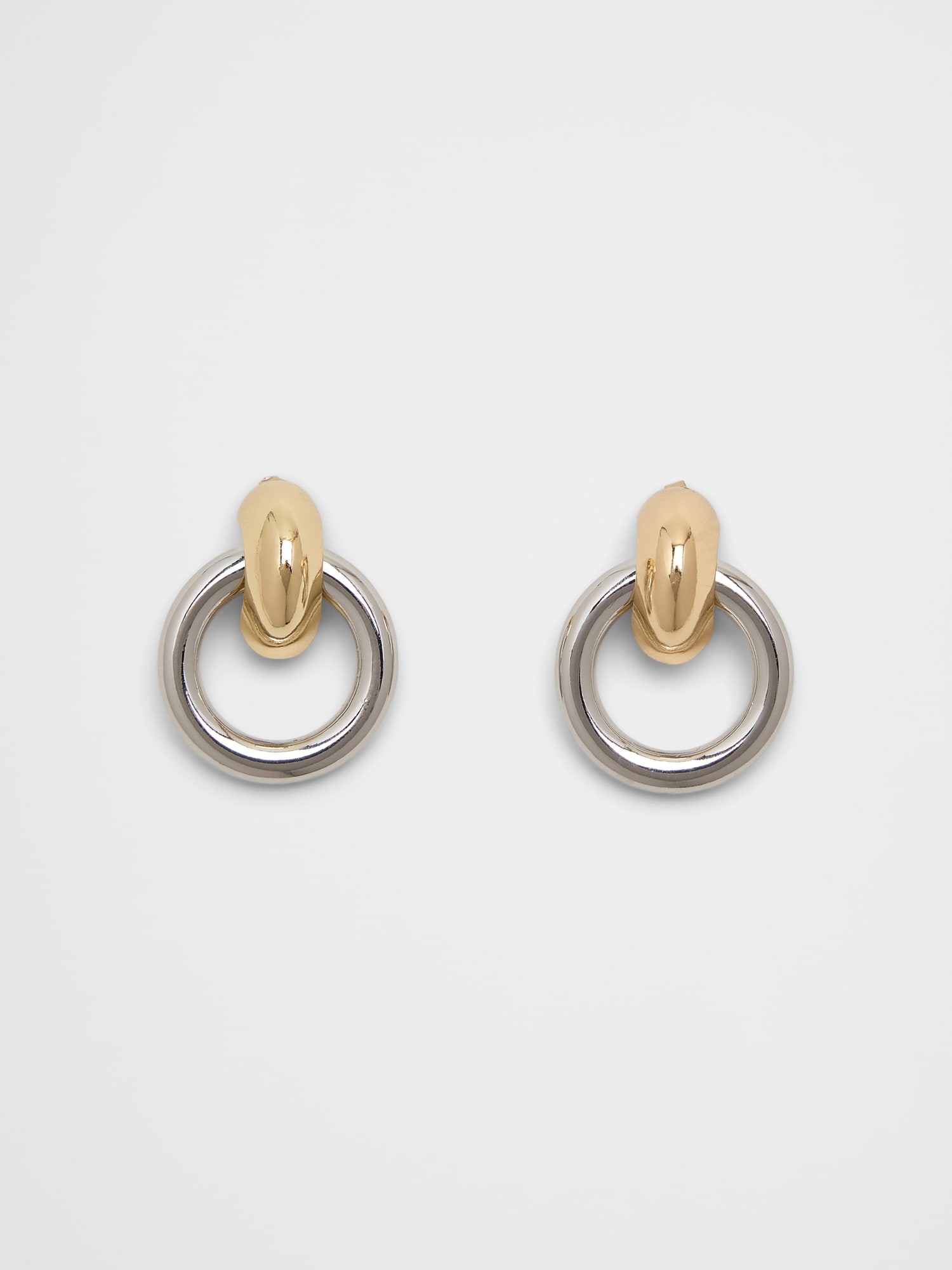 Mixed Metal Chunky Drop Hoop Earrings