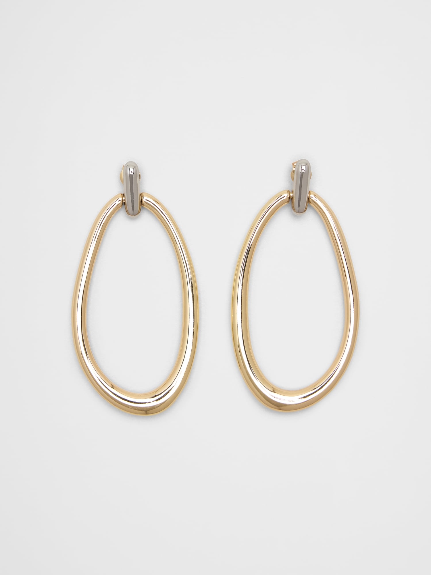 Mixed Metal Drop Hoop Earrings