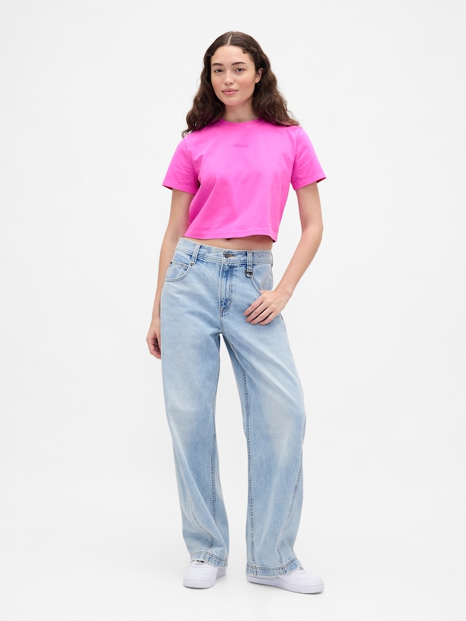 Gap &times; B&Eacute;IS オーガニックコットン ヴィンテージソフト クロップド グラフィックTシャツ-1