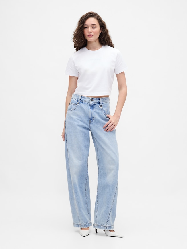 Gap &times; B&Eacute;IS オーガニックコットン ヴィンテージソフト クロップド グラフィックTシャツ-1