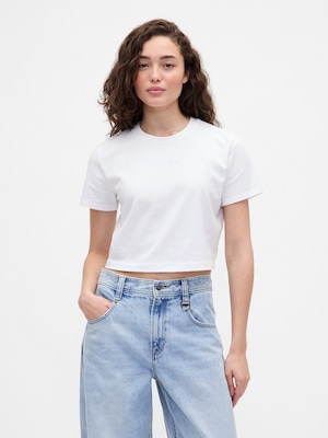Gap × BÉIS オーガニックコットン ヴィンテージソフト クロップド グラフィックTシャツ