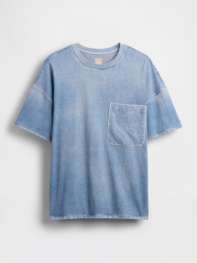 Gap × BÉIS ニットデニム ポケットTシャツ-8