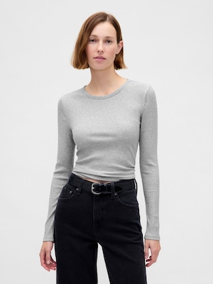 モダン コンパクト リブ クロップドTシャツ