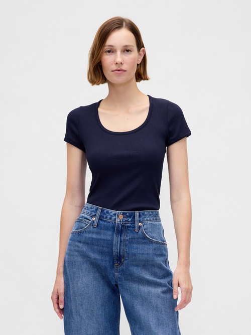 モダンリブ スクープ クロップドTシャツ