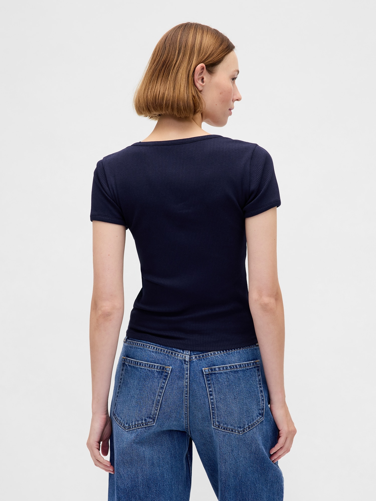 モダンリブ スクープ クロップドTシャツ-2