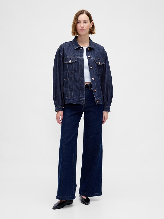 ウルトラソフト オーバーサイズ バルーンスリーブ アイコンデニムジャケット-1