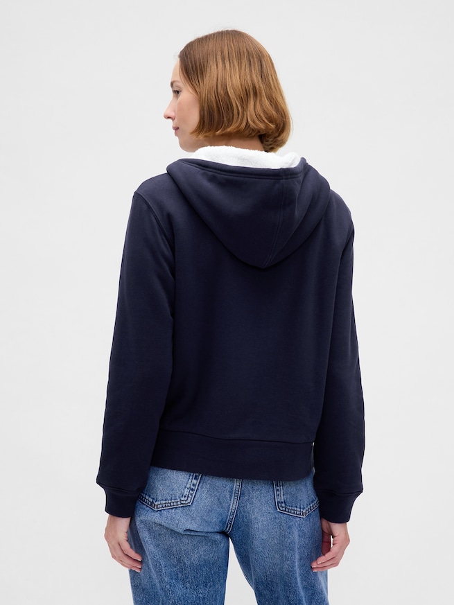 リラックスフィット GAPロゴ 裏ボア ジップアップパーカー-2