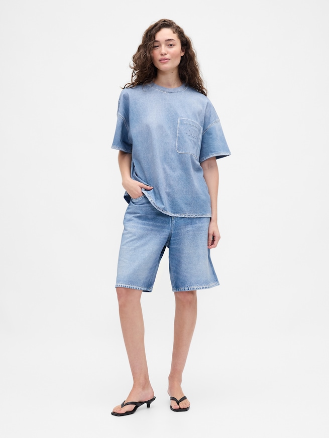 Gap × BÉIS ニットデニム ポケットTシャツ-1