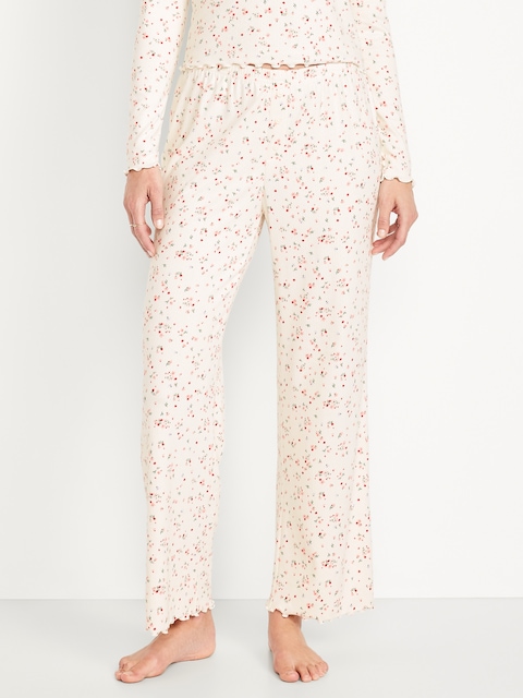 High-Waisted Cozy Rib Pajama Pants