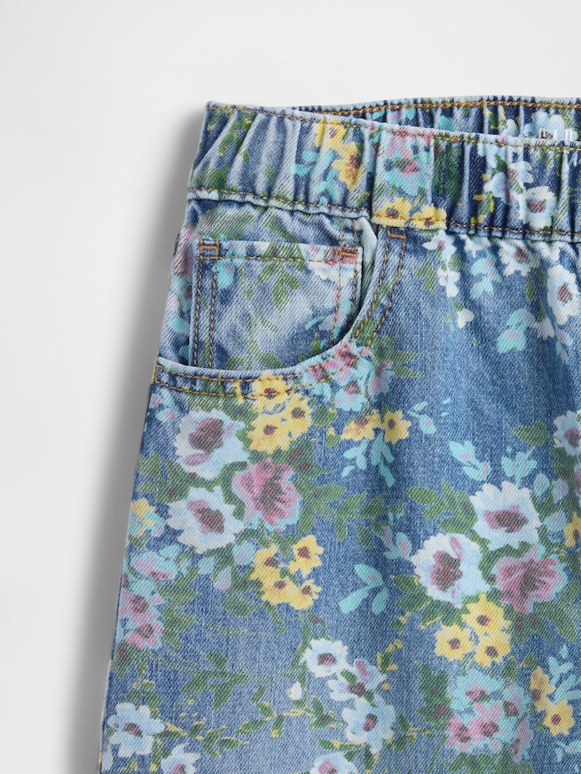 フローラル イージーウエスト バギーデニム (キッズ)-4