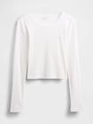 リブ クロップド GAPロゴ クルーネックTシャツ-4