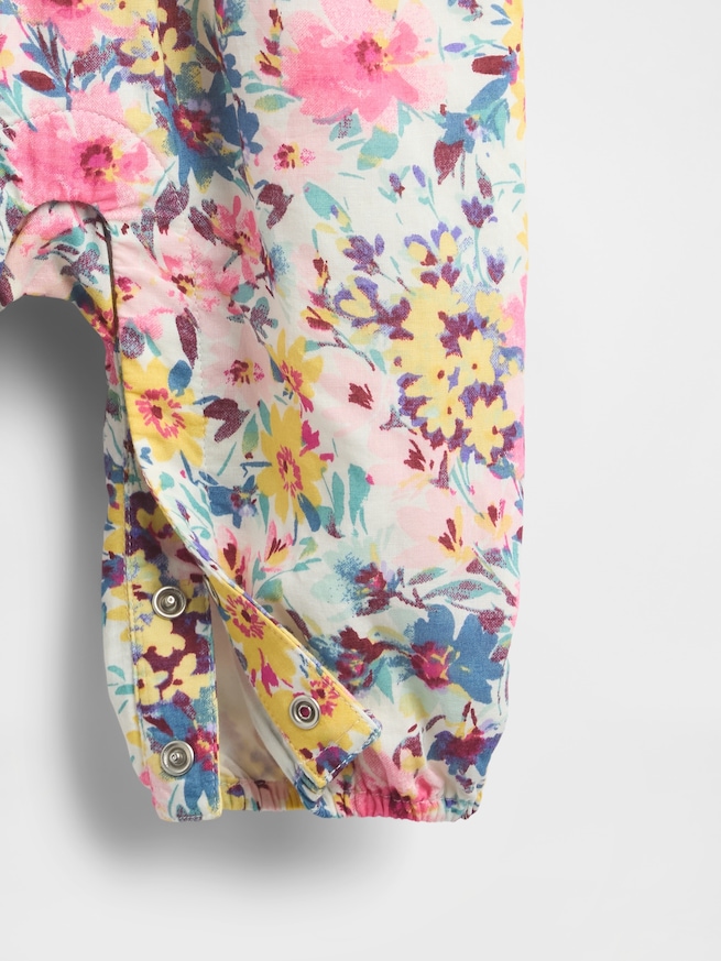 バックラッフルフリル フローラル カバーオール (ベビー)-3