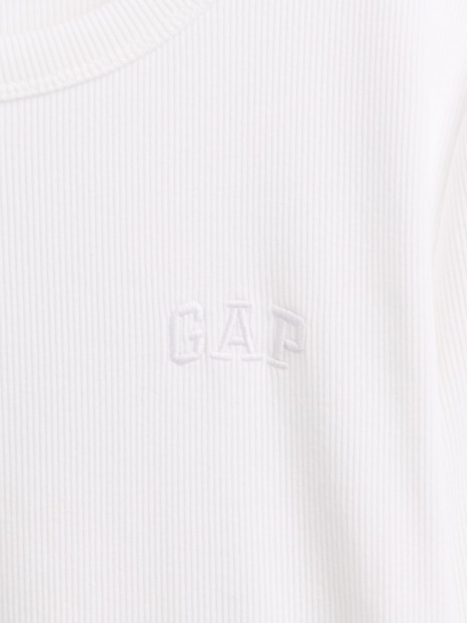 リブ クロップド GAPロゴ クルーネックTシャツ-3