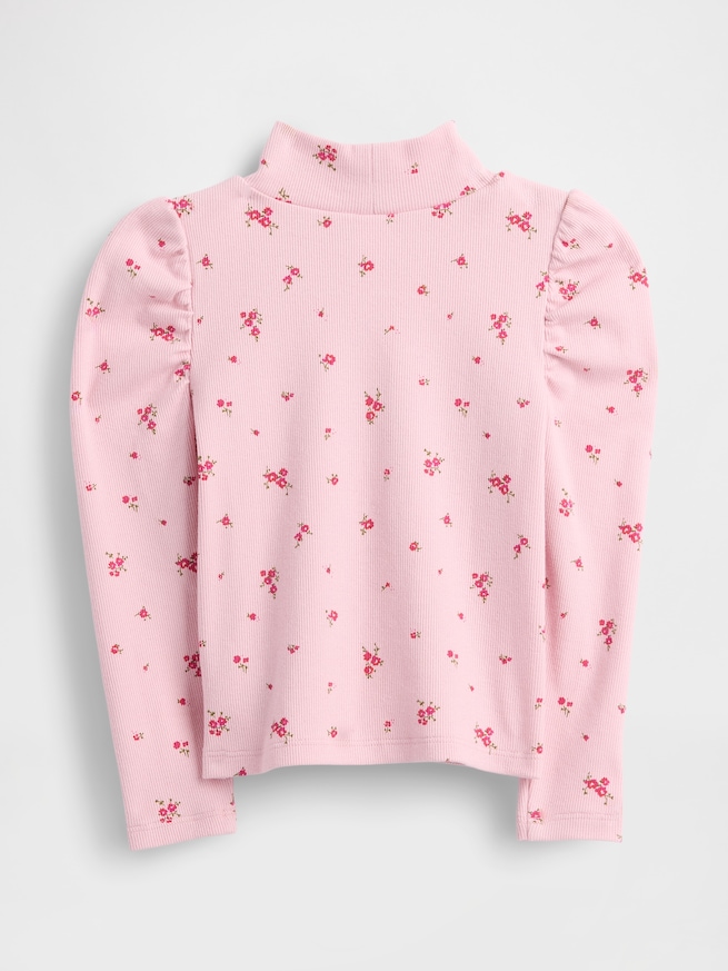 パフスリーブ リブモックネックトップス (幼児・ベビー)-1