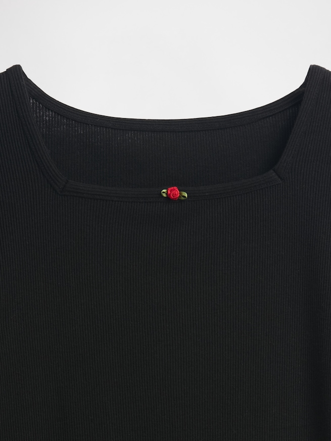 リブ パフスリーブトップス (キッズ)-4