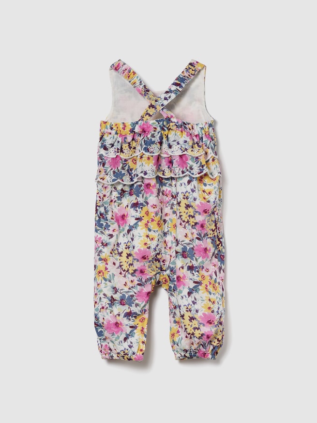 バックラッフルフリル フローラル カバーオール (ベビー)-1