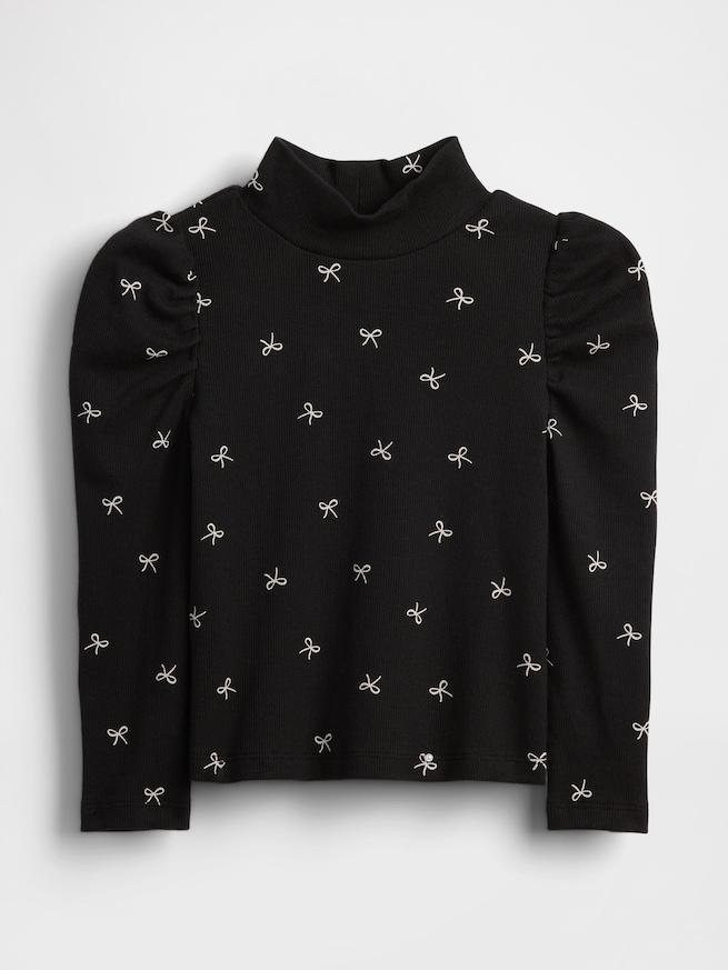 パフスリーブ リブモックネックトップス (幼児・ベビー)-0