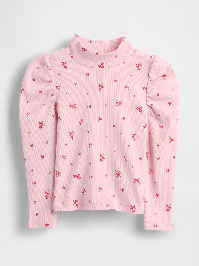 パフスリーブ リブモックネックトップス (幼児・ベビー)-0