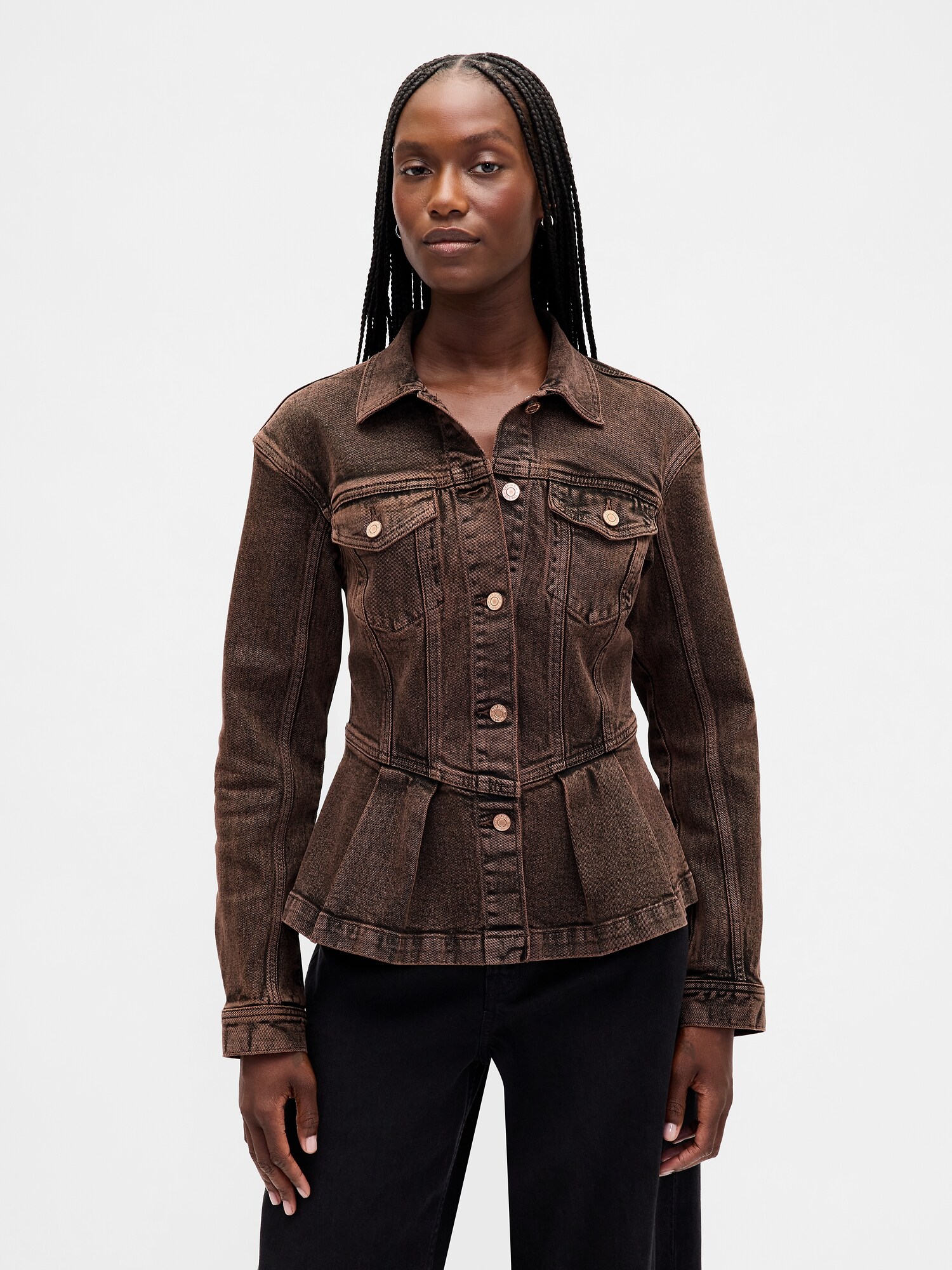 VESTE EN DENIM À BASQUE