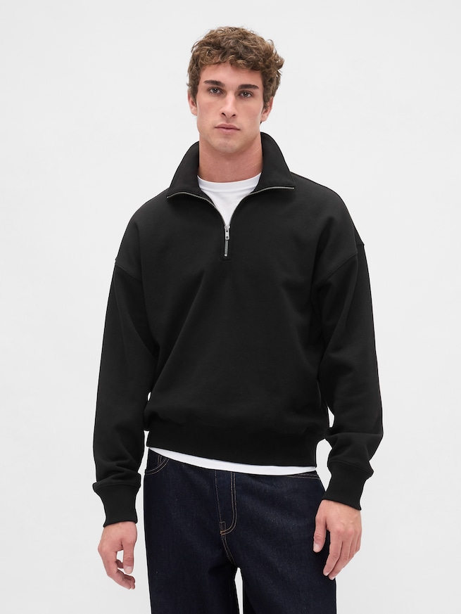 ヘビーウェイト オーバーサイズ 1/4ジップアップ プルオーバー-0