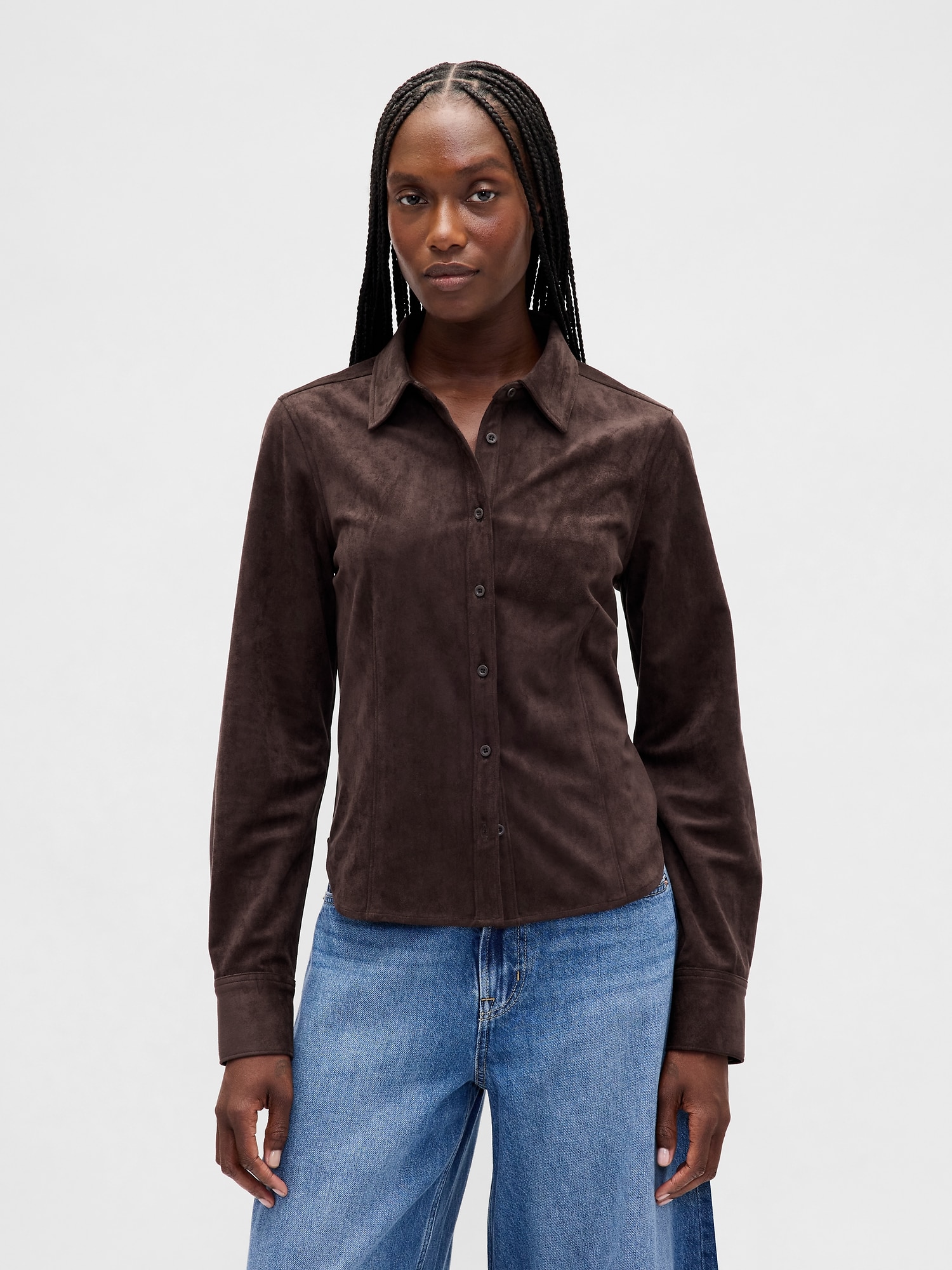 Vegan Suede Fitted Shirt