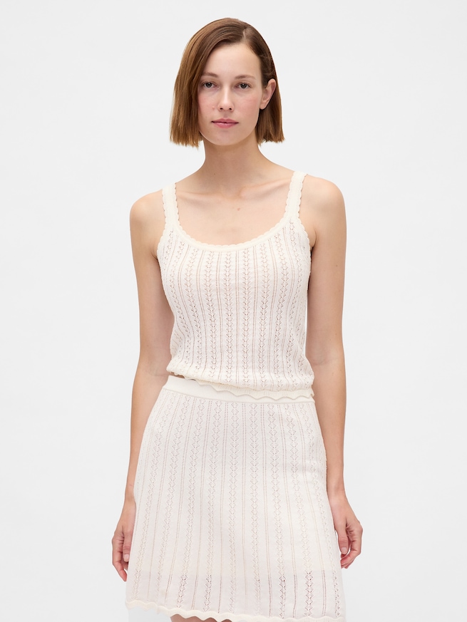 コットン100% ポインテールタンクトップ-0