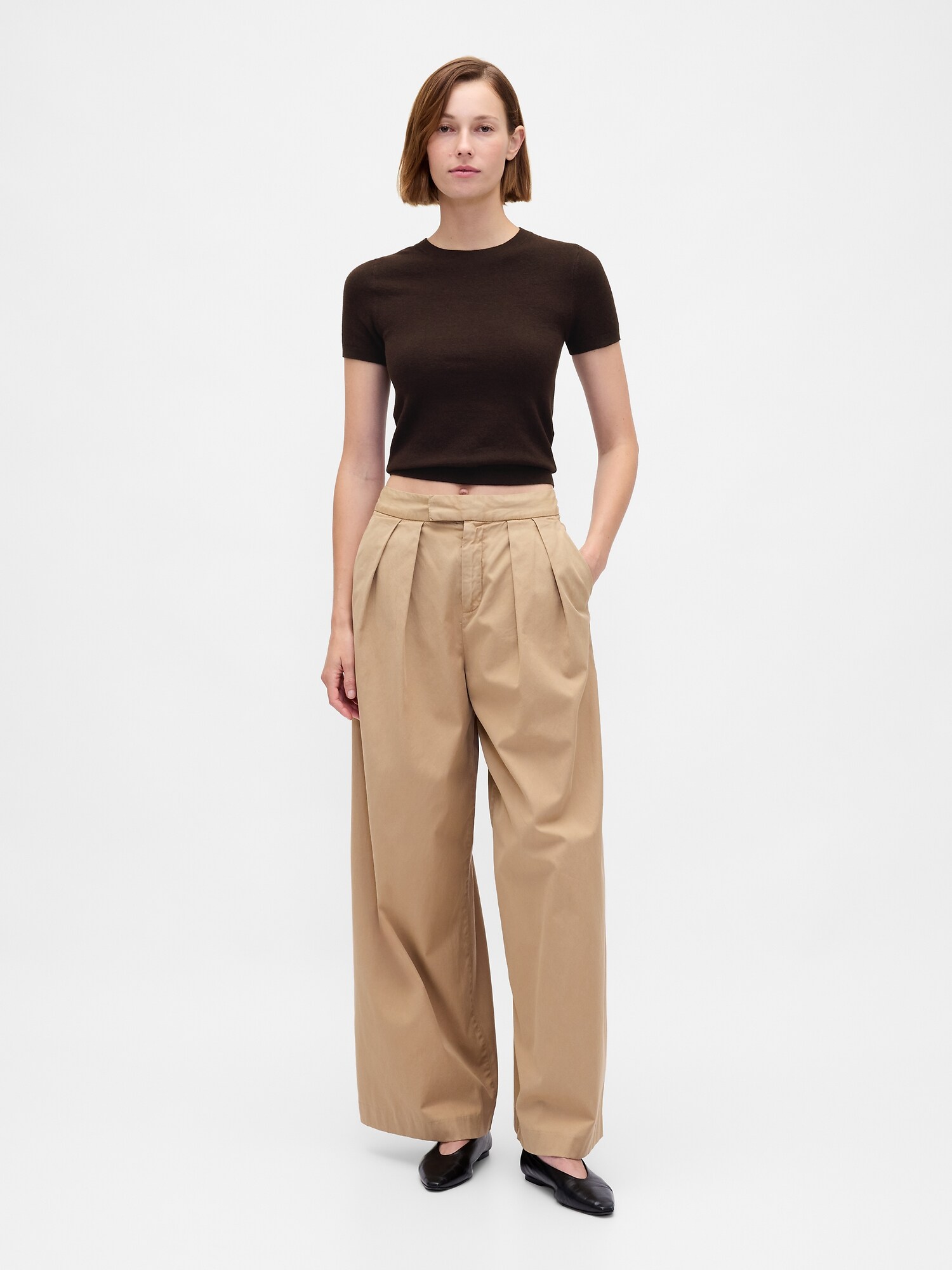 CashSoft カシミヤタッチ ストレッチ チビTシャツ-1