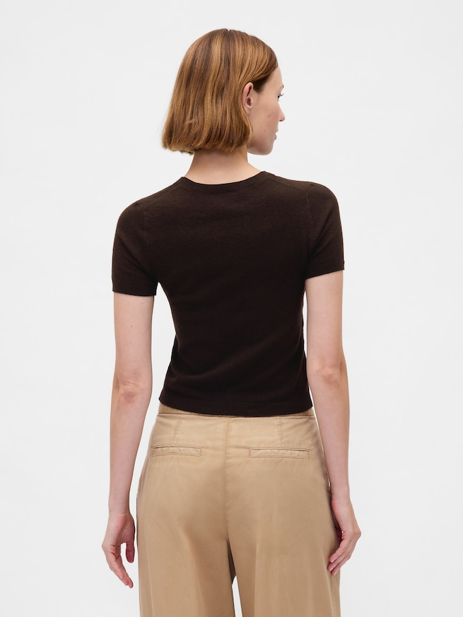 CashSoft カシミヤタッチ ストレッチ チビTシャツ-2