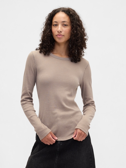 ワッフルニット クルーネックTシャツ