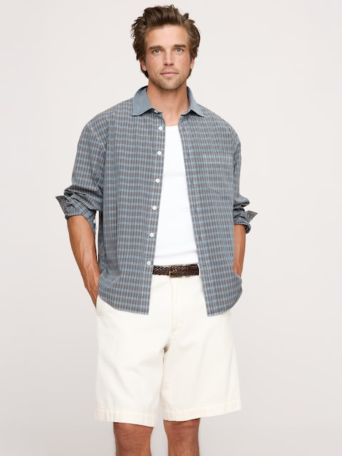 CHEMISE SURDIMENSIONNÉE EN POPELINE DE COTON DÉLAVÉE