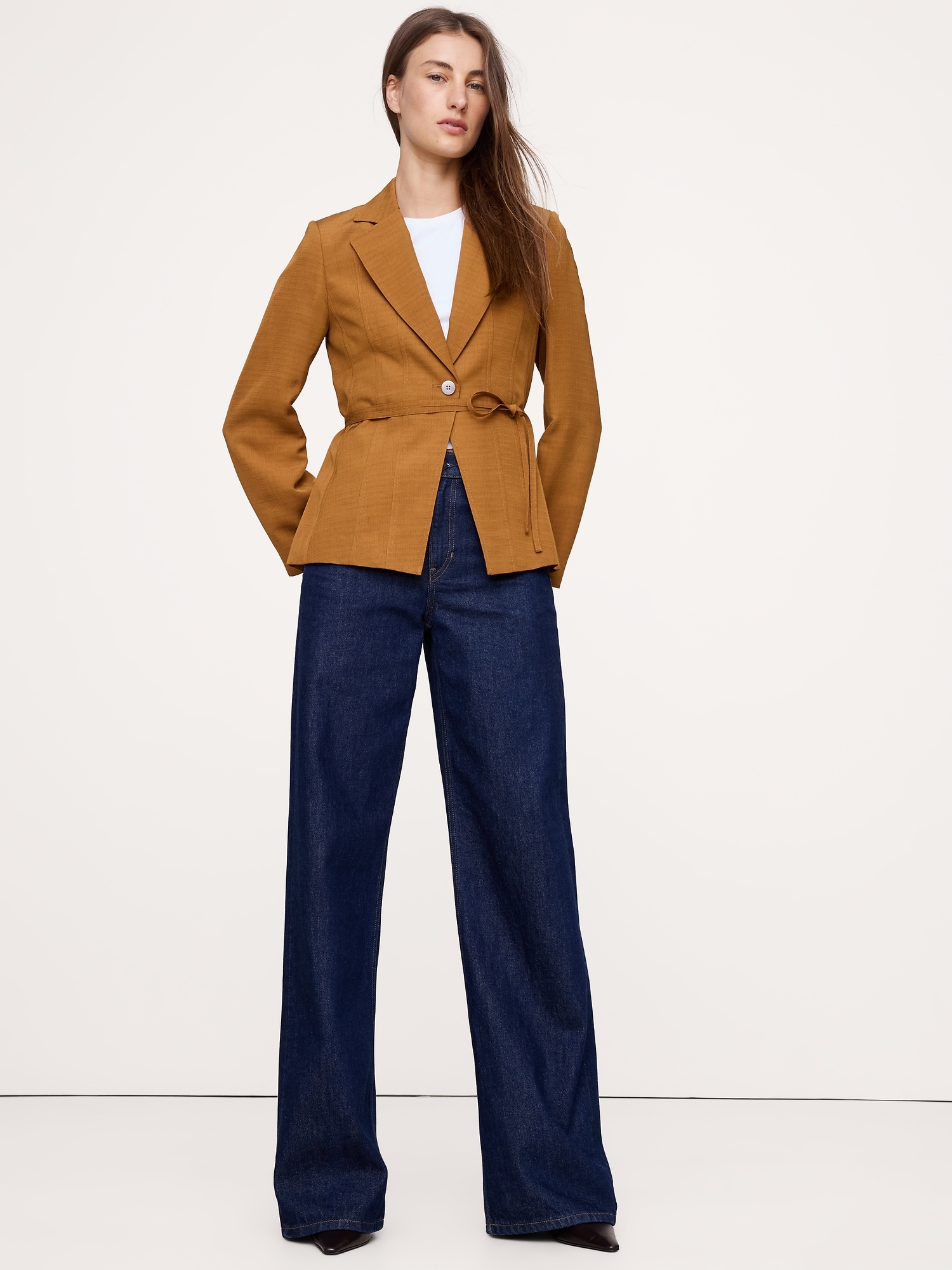 BLAZER CEINTURÉ À COUTURES