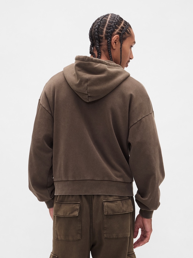 ヴィンテージソフト オーバーサイズ クロップド ジップアップパーカー-2