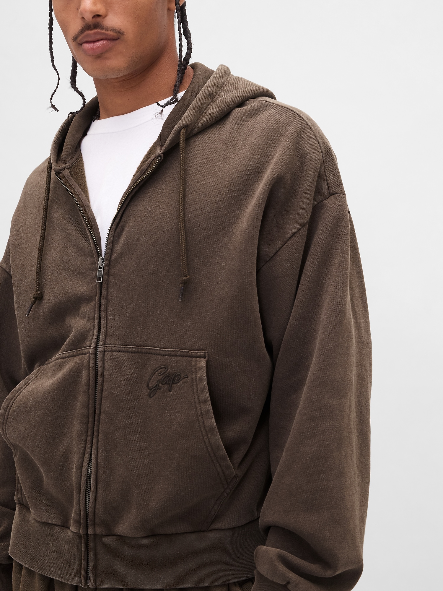Gap公式オンラインストア | VintageSoft Oversized Crop Zip Hoodie