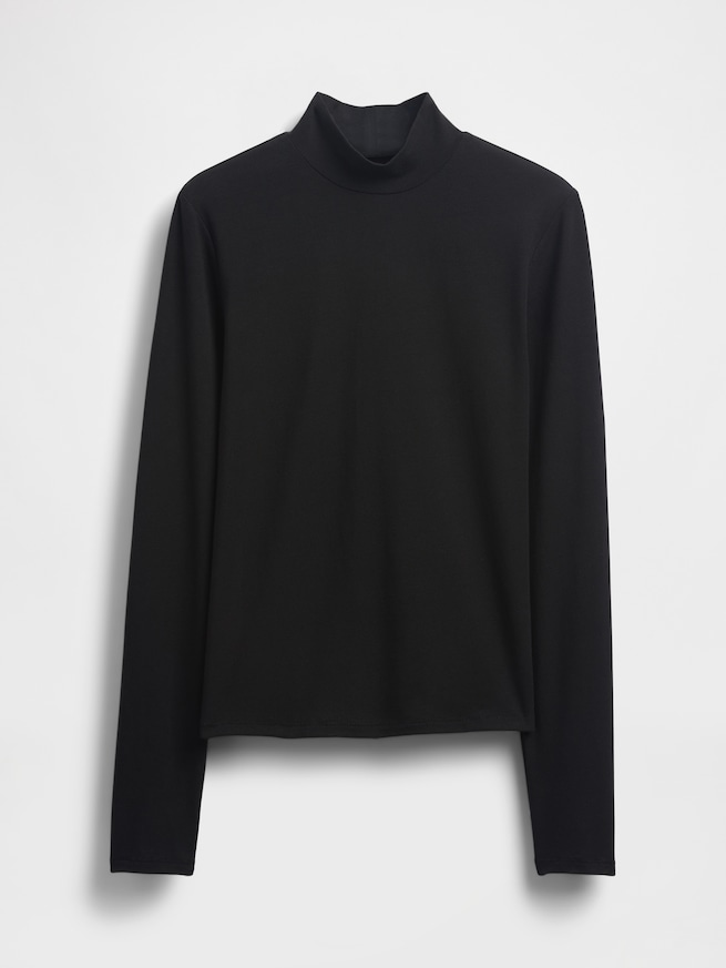 クローズニット ジャージー モックネックTシャツ-4