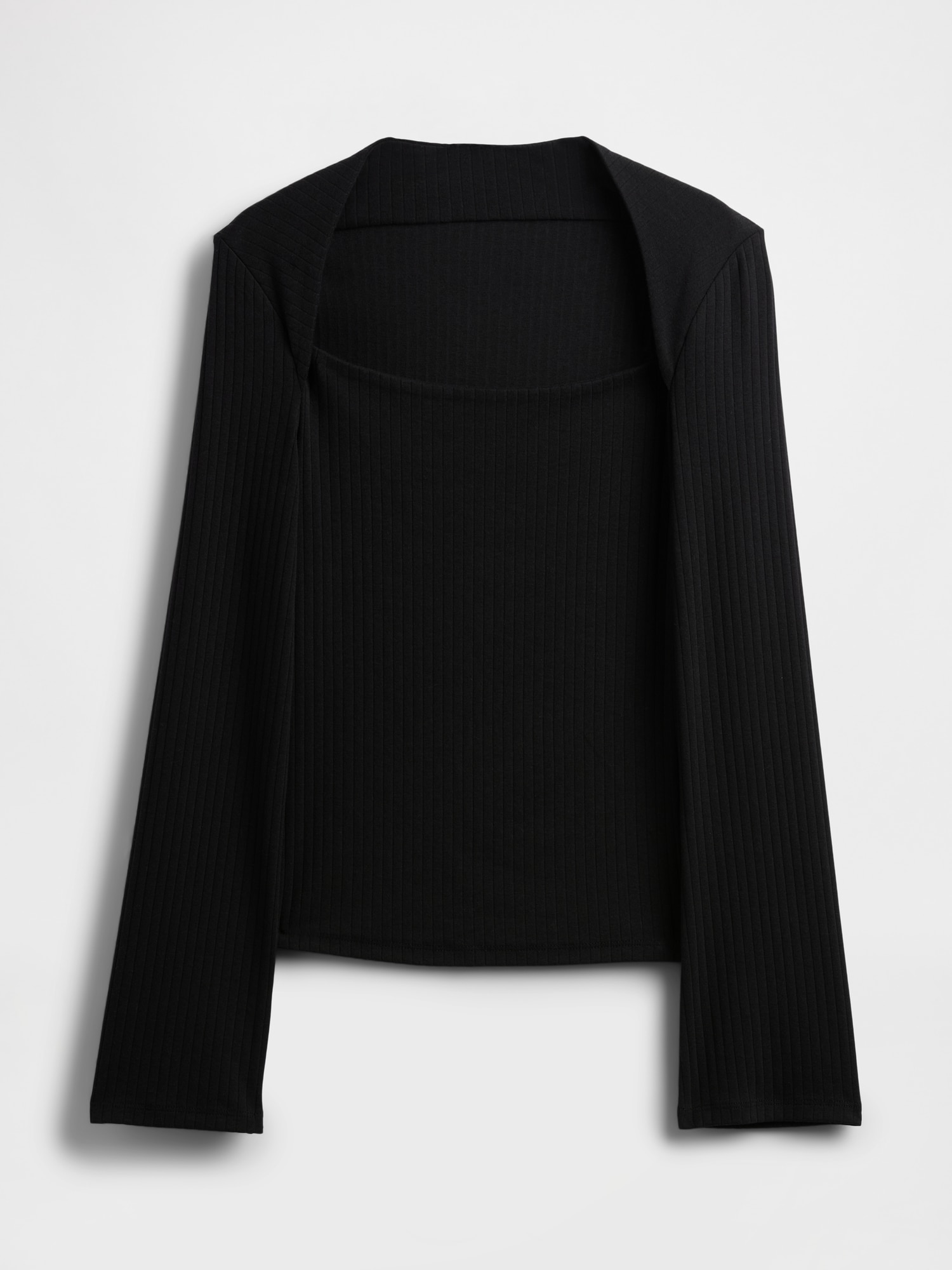 モダンリブ  エンベロープネック トップス-5