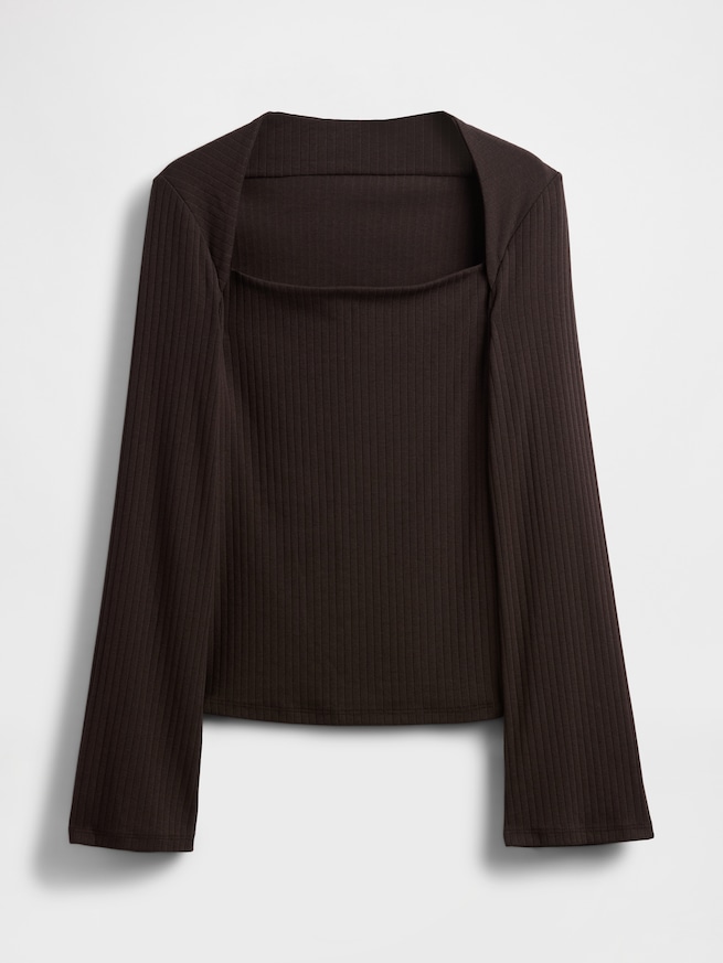 モダンリブ  エンベロープネック トップス-2