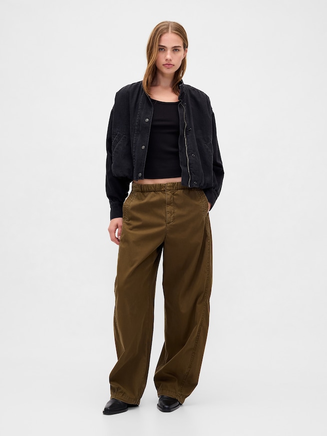 モダン コンパクト リブ スクープネック クロップドTシャツ-1