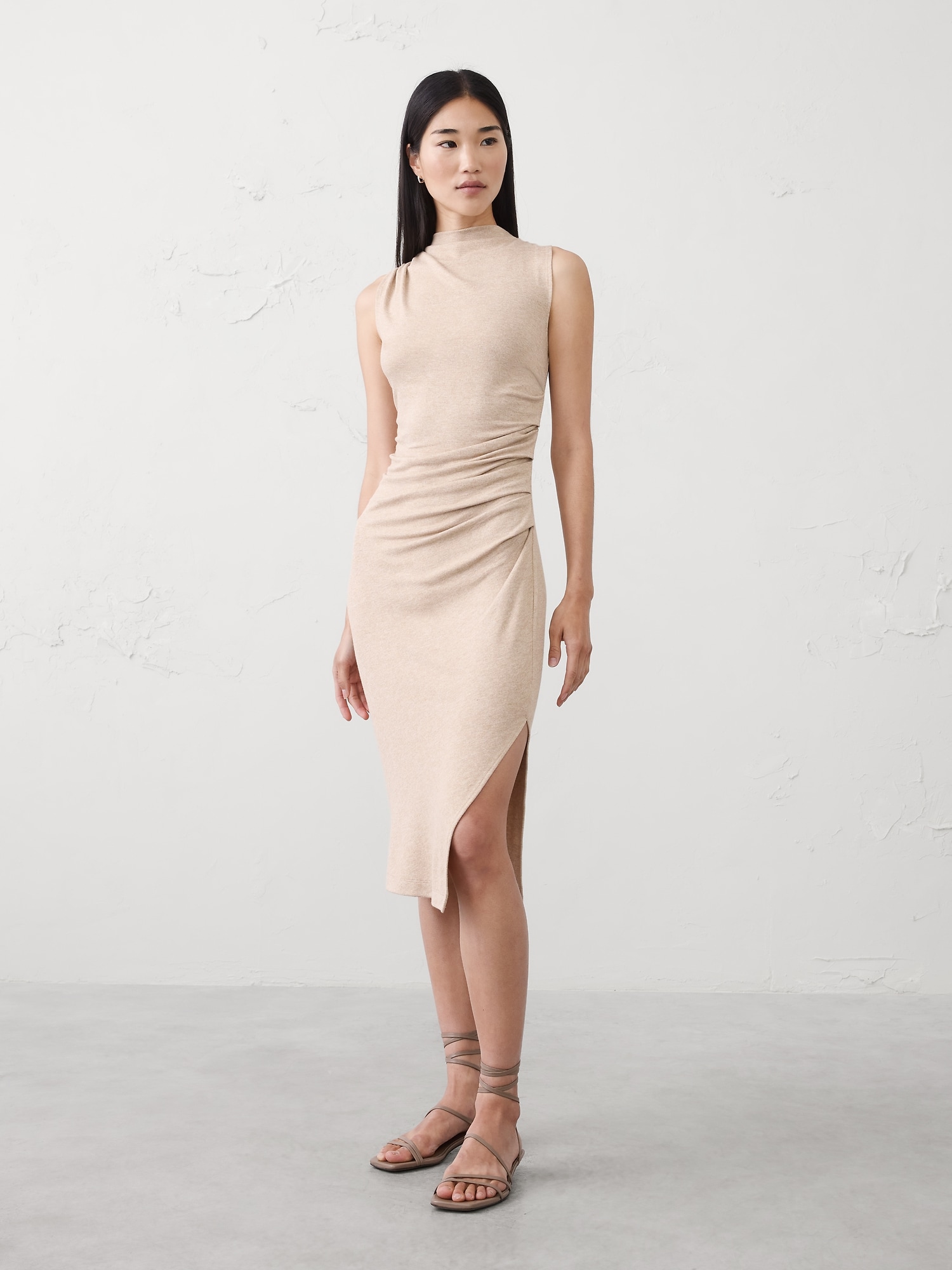 Soft Luxe Bateau-Neck Midi Dress