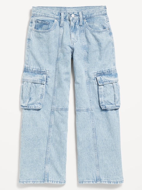 High-Waisted Super Baggy Wide-Leg Cargo Jeans for Girls