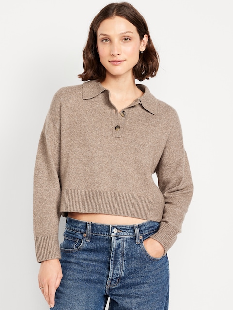 SoSoft Cropped Polo Sweater
