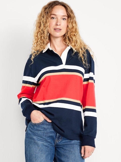 Oversized Rugby-Stripe Top