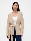 コットンブレンド ラップ ニットカーディガン-0