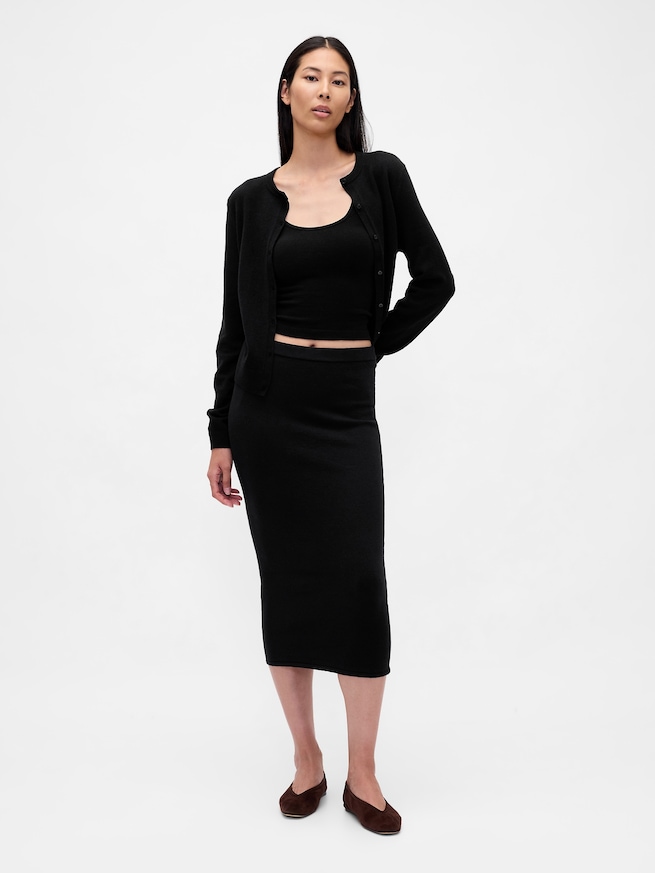 CashSoft カシミヤタッチ クロップドカーディガン-1