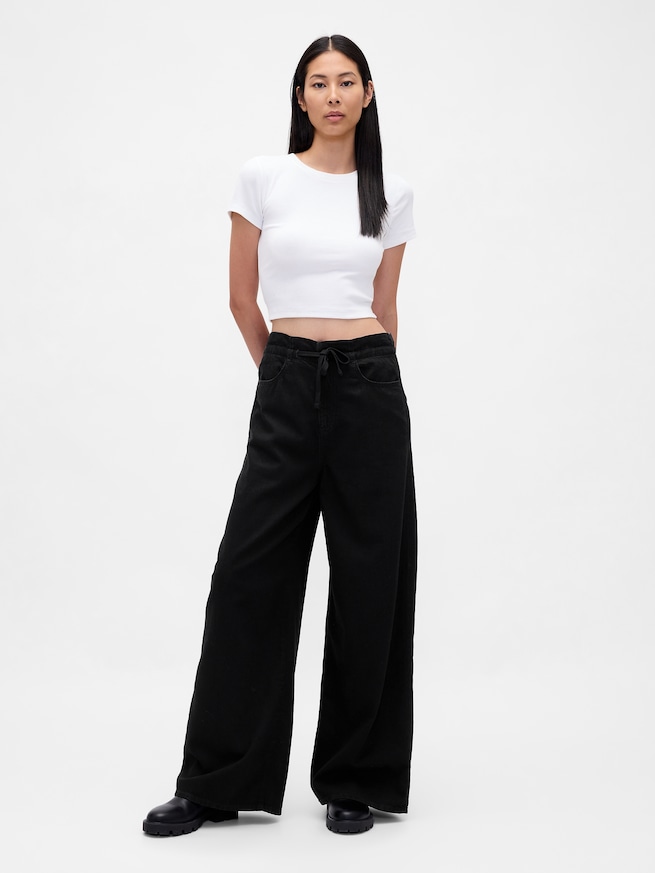 ハイライズ スーパーライト プルオン バギーデニム-0