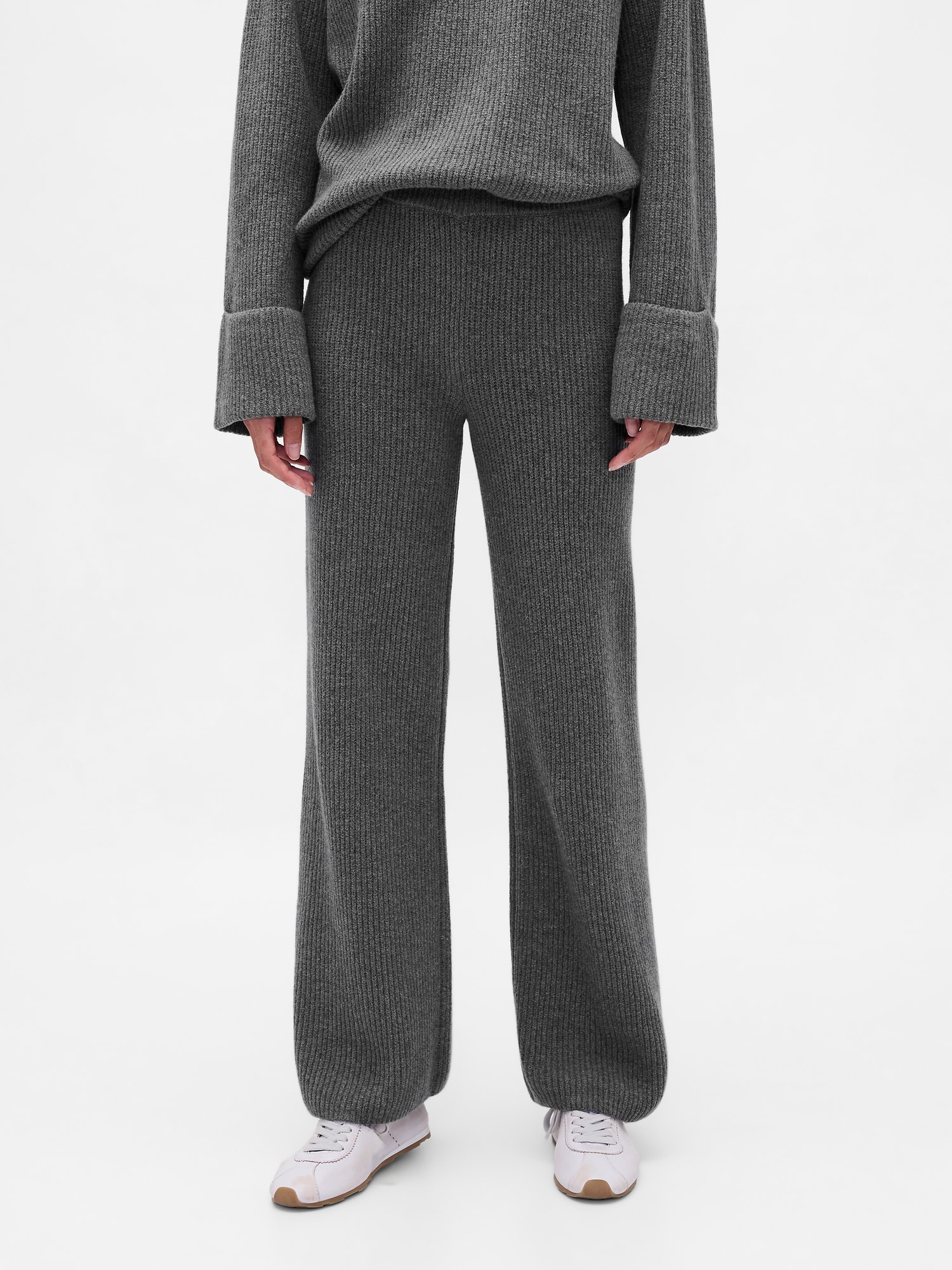 CashSoft Shaker-Stitch Sweater Pants
