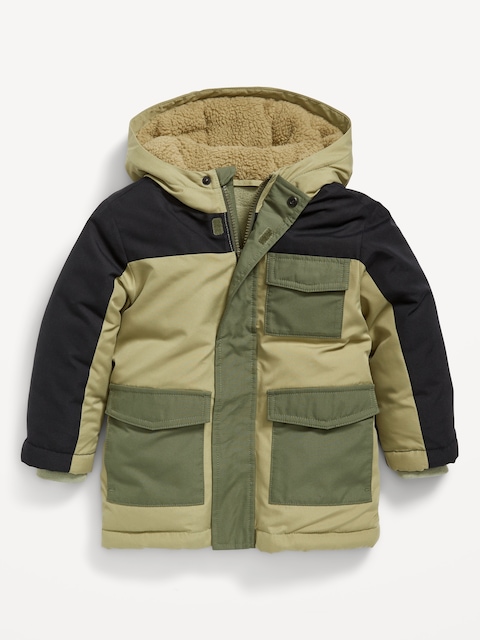 Water-Resistant Color-Block Snow Jacket for Toddler Boys