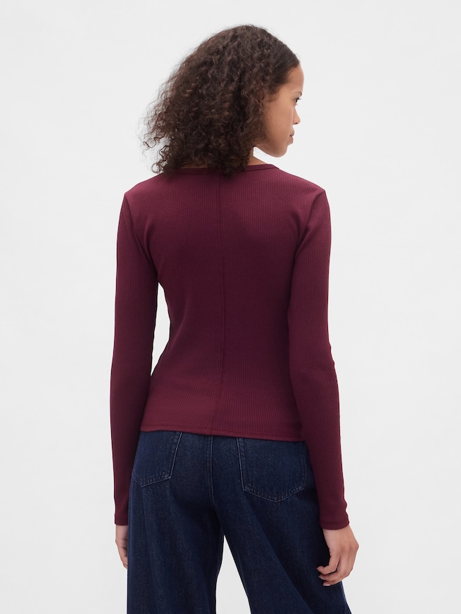 モダン コンパクト リブ クロップドTシャツ-2