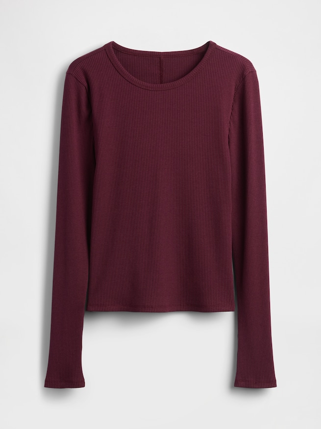 モダン コンパクト リブ クロップドTシャツ-3