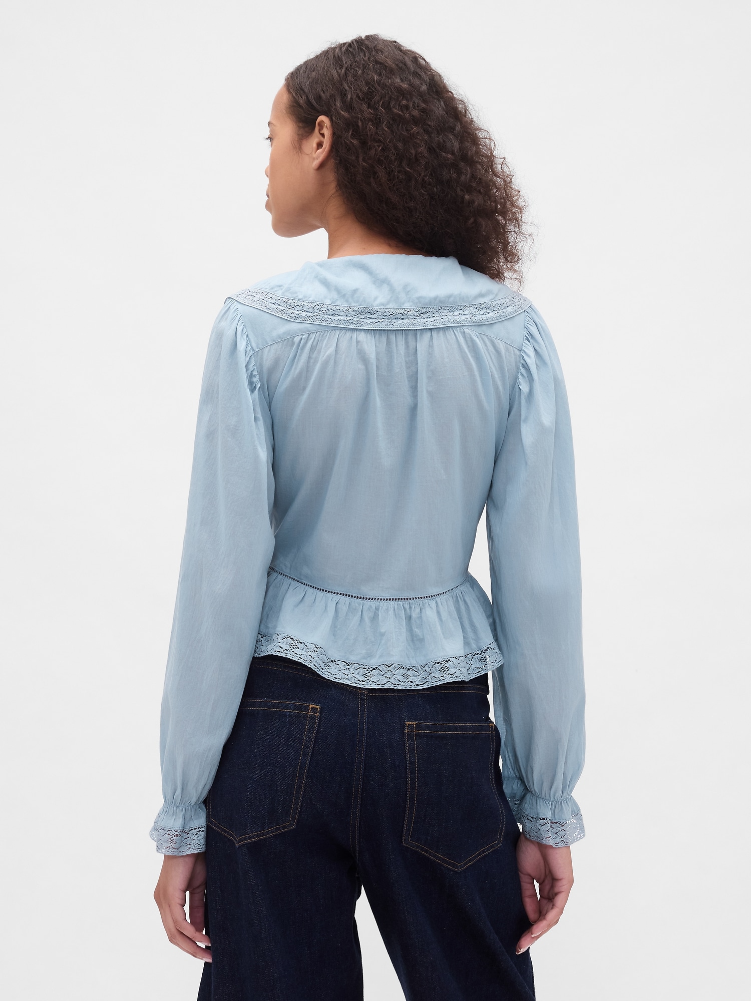 Collared V-Neck Peplum Top